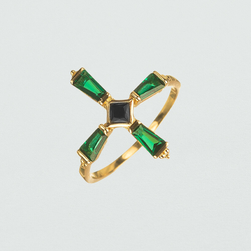 Anillo fino DORIS - Verde / Dorado - Anillos  | Agatha