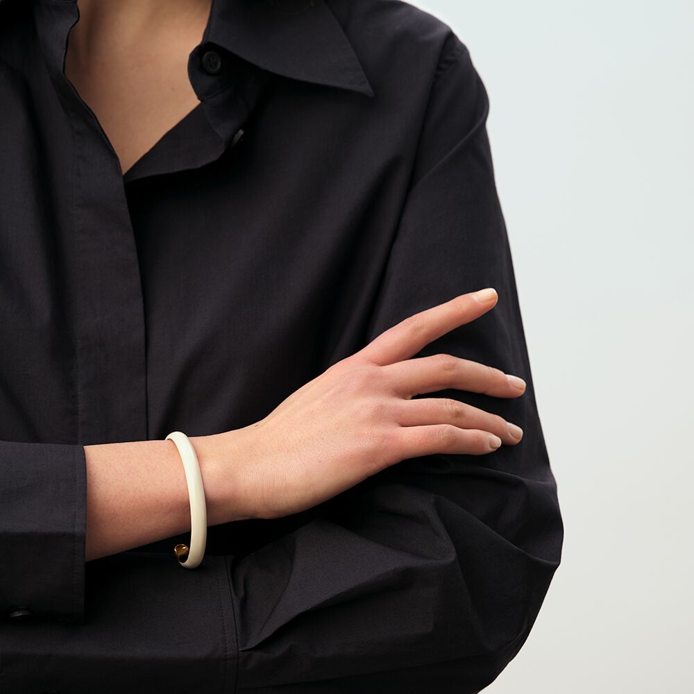 Pulsera rígida LEO - Blanco / Oro - Pulsera rígida  | Agatha