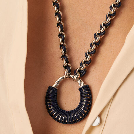 Collar largo TWIGGY - Plateado / azul oscuro - Collares  | Agatha