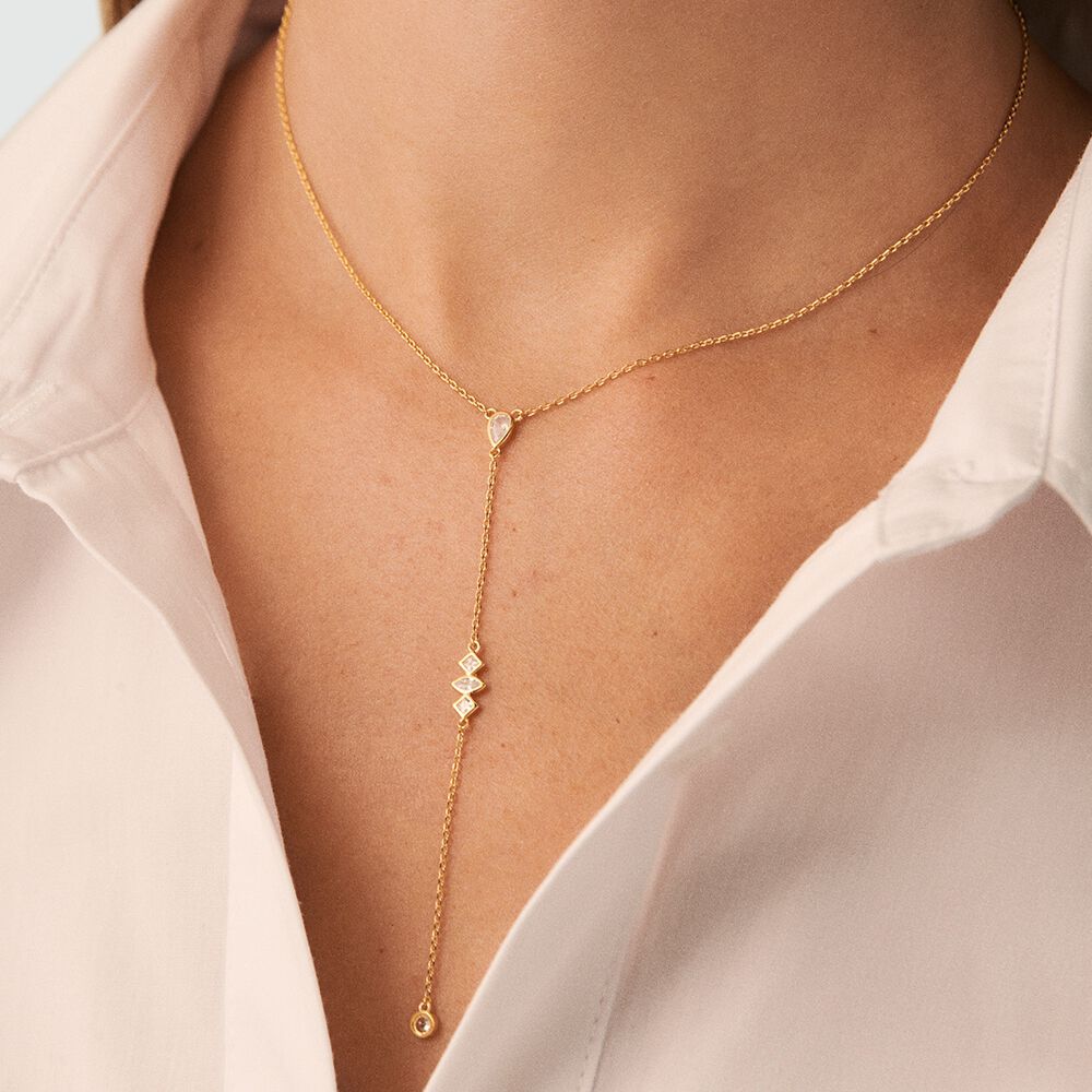 Collar midi PIRAMIDE - Cristal / Dorado - Collar de fantas&iacute;a  | Agatha