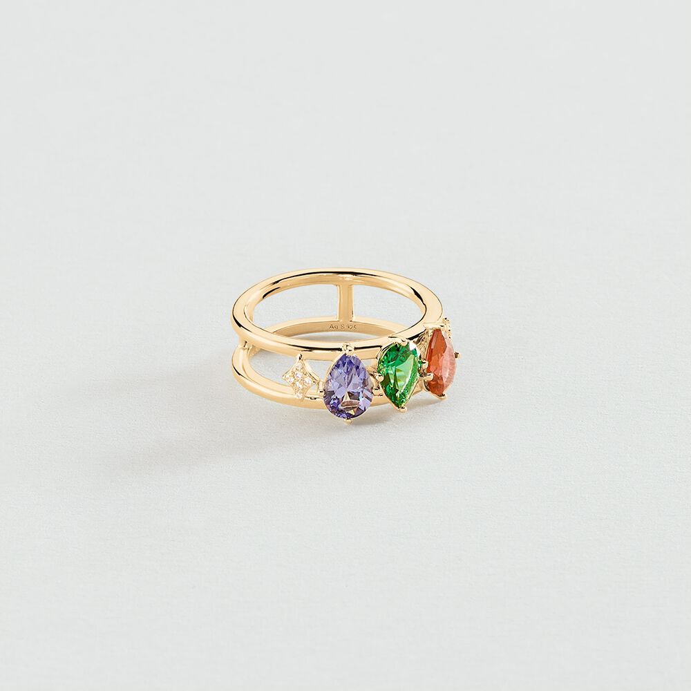 Anillo ancho ASTRE - Multicolor / Oro - Outlet  | Agatha