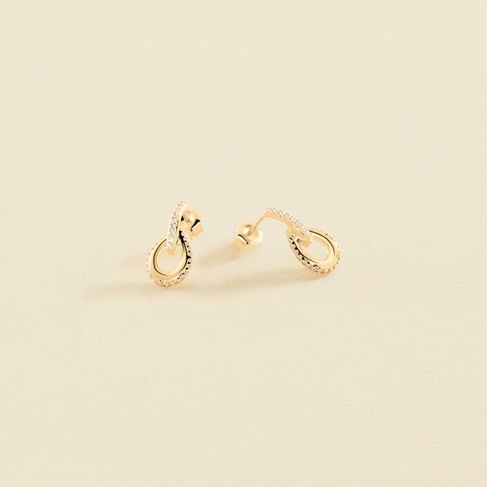 Pendientes largos GEMINI - Cristal / Dorado - Pendientes  | Agatha