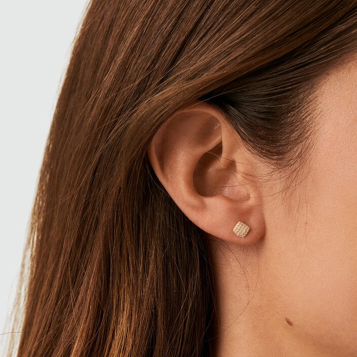 Pendientes cortos GLORIA - Cristal / Dorado - Pendientes  | Agatha