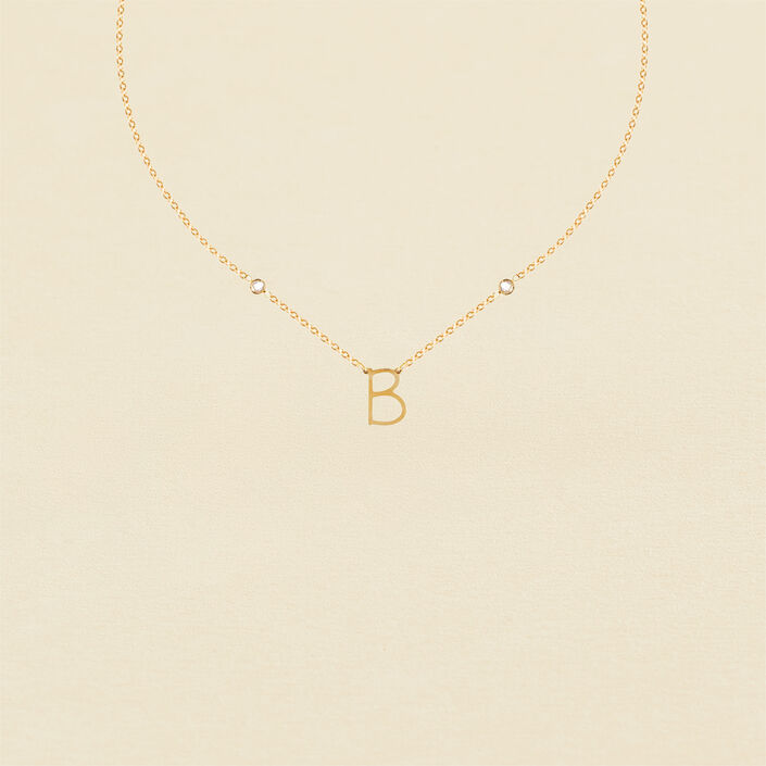 Collar corto LETTRE B - Cristal / Dorado - Collares  | Agatha