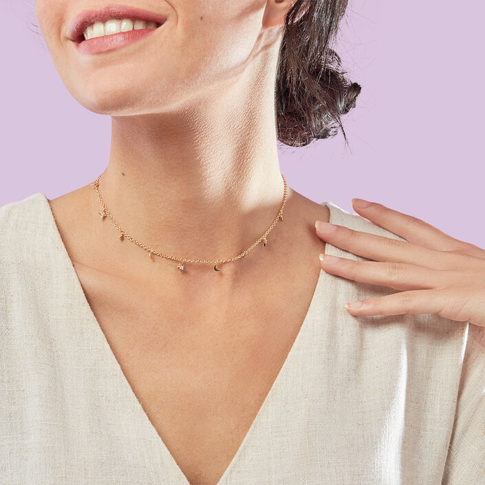 Collar corto GALAXIE - Cristal / Oro - Collares  | Agatha
