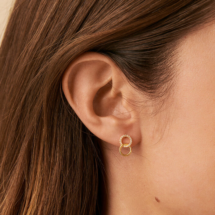 Pendientes cortos RONDOU - Cristal / Dorado - Pendientes  | Agatha
