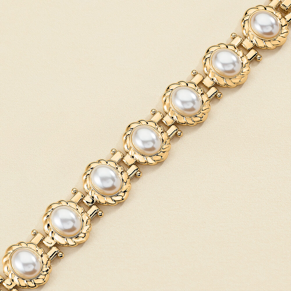Pulsera de cadena N-13 - Perla / Oro - Pulsera de cadena  | Agatha