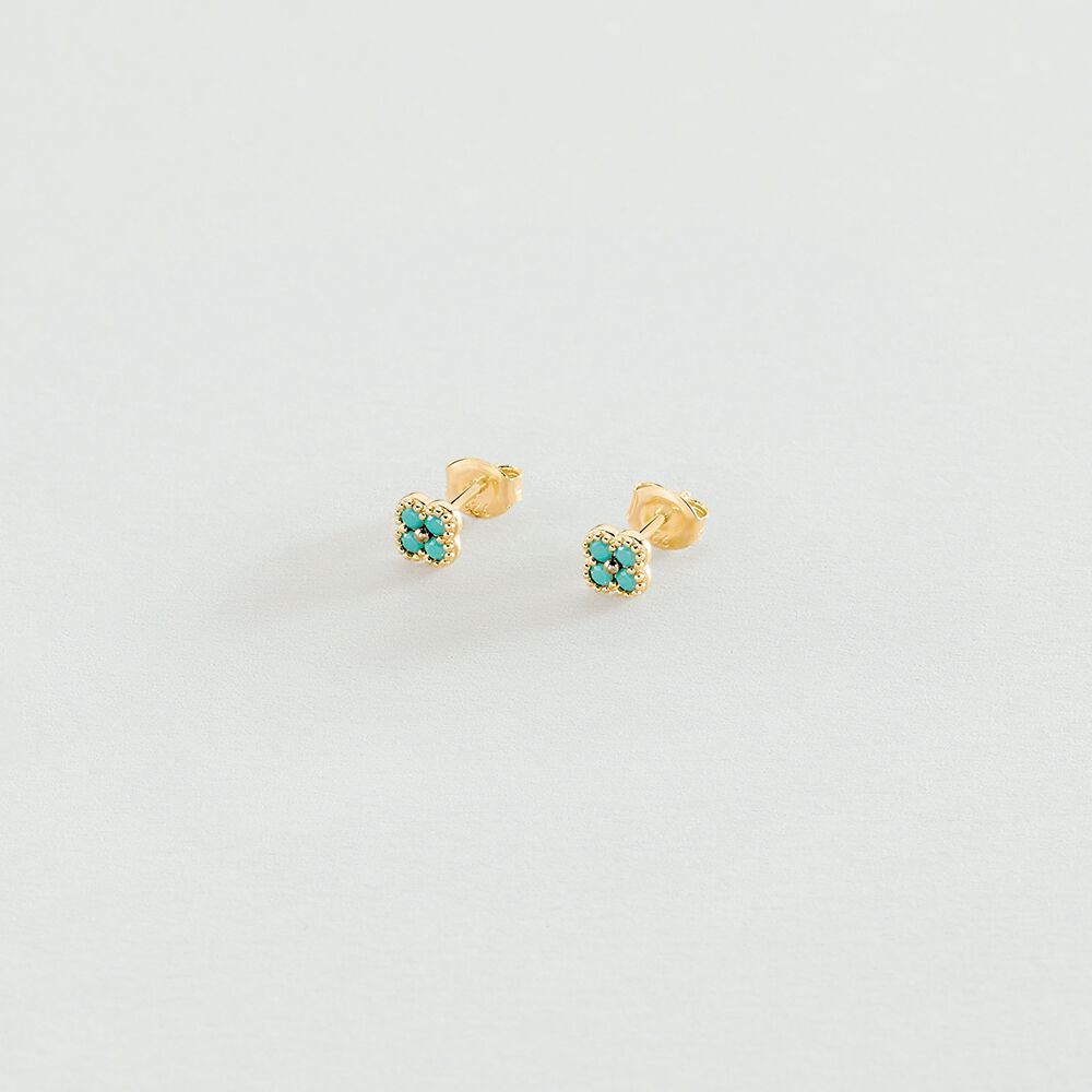 Pendientes cortos BELOVED - Turquesa / Oro - Pendientes cortos  | Agatha