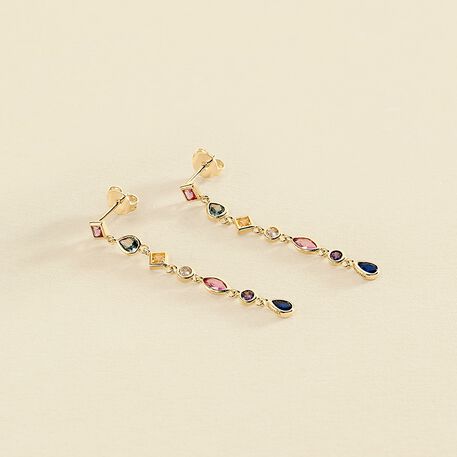 Pendientes largos CASCADA - Multicolor / Oro - Pendientes  | Agatha