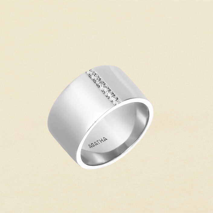 Anillo ancho EQUINOXE - Cristal / Plateado - Anillos  | Agatha