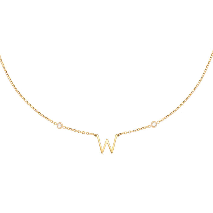 Collar corto LETTRE W - Cristal / Oro - Collares  | Agatha