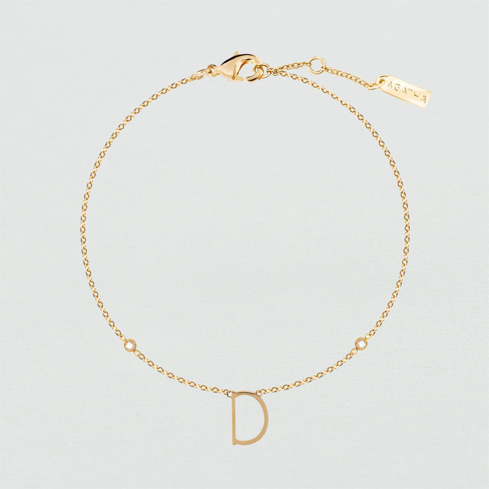 Pulsera de cadena LETTRE D - Cristal / Dorado - Pulsera de cadena  | Agatha