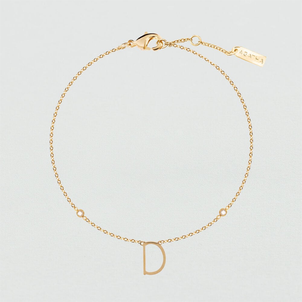 Pulsera de cadena LETTRE D - Cristal / Dorado - Pulsera de cadena  | Agatha