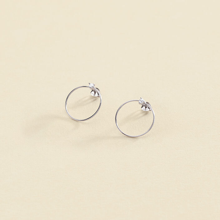 Pendientes largos LOOP - Cristal / Plateado - Pendientes  | Agatha