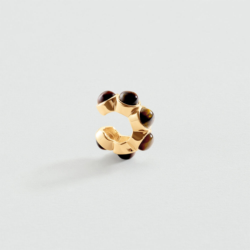 Ear cuff PIEDRA BATIGNOLLES - Marr&oacute;n / Dorado - Piercings  | Agatha