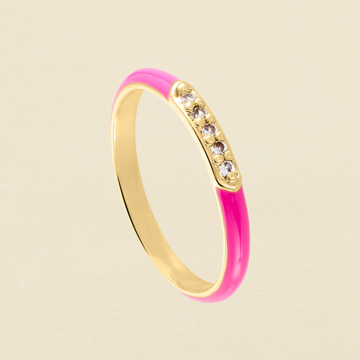 Anillo fino BONHEUR - Rosa / Oro - Anillos  | Agatha