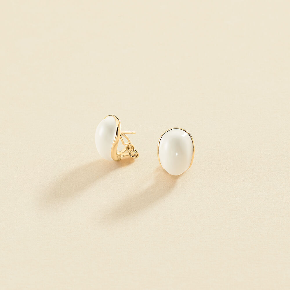 Pendientes largos N-13 - Marfil / Oro - Pendientes largos  | Agatha