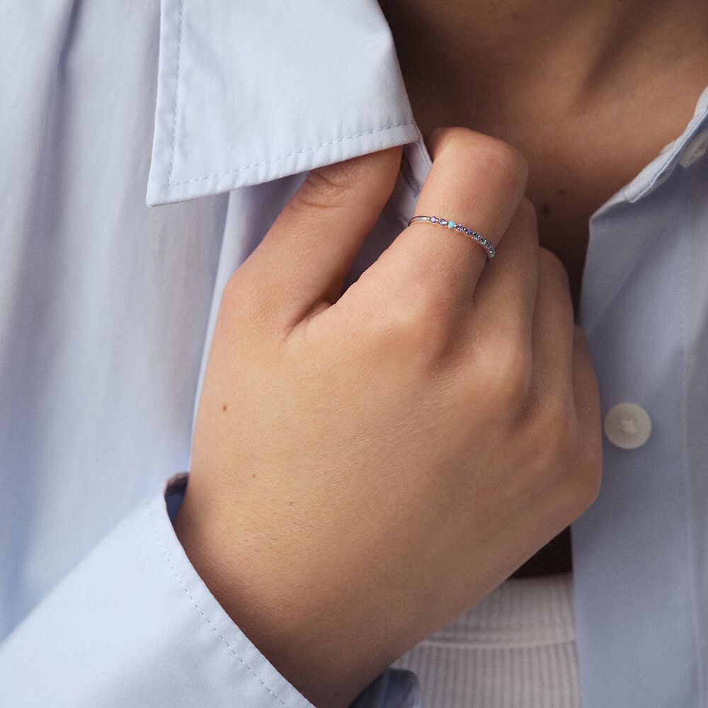 Anillo fino BELOVED - Multicolor / Plata - Anillos de fantas&iacute;a  | Agatha