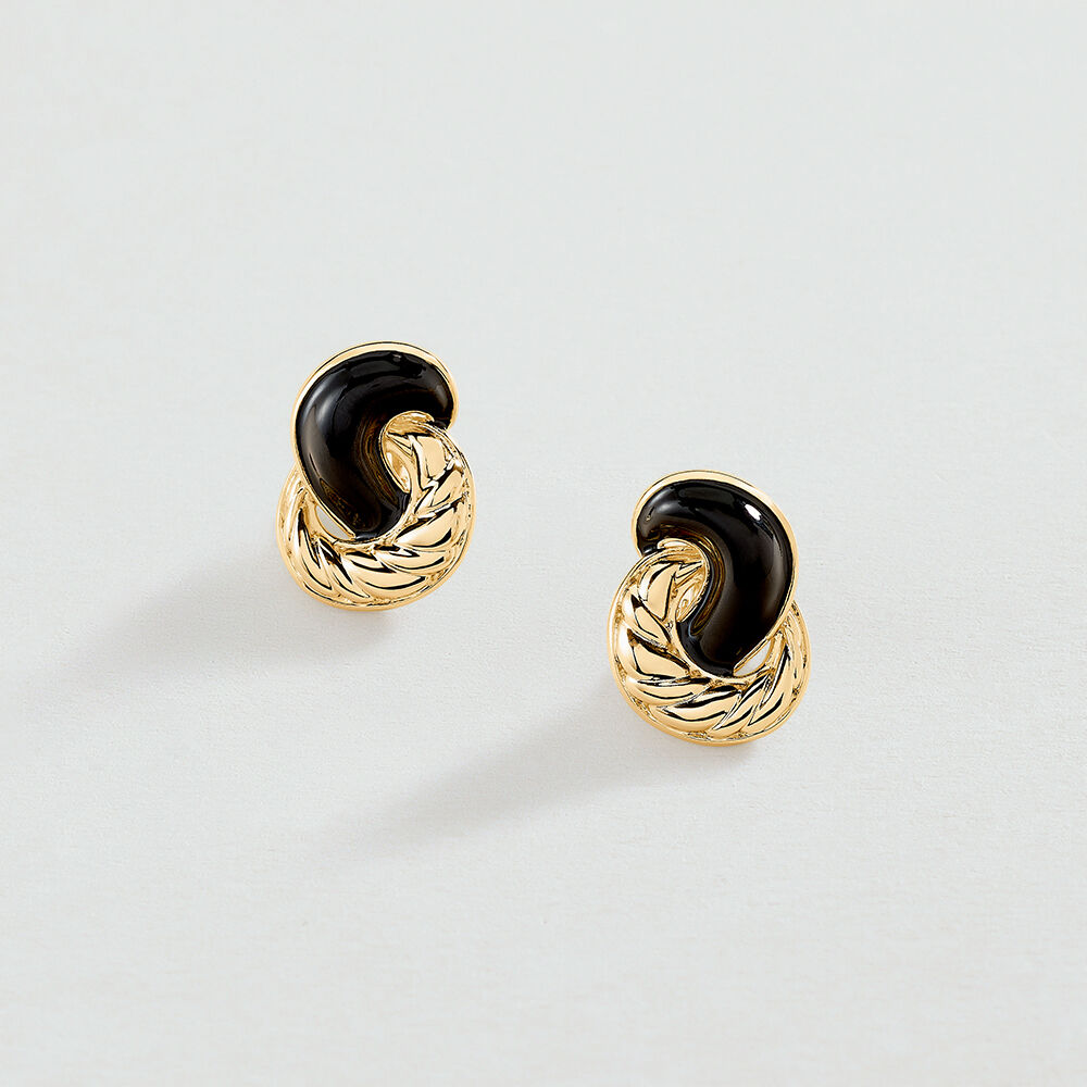 Pendientes largos N-13 - Negro / Oro - Pendientes de fantasía  | Agatha