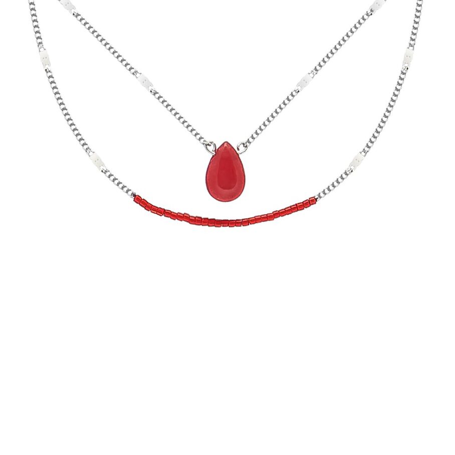 Collar corto SATA - Rojo / Plata - Collares  | Agatha