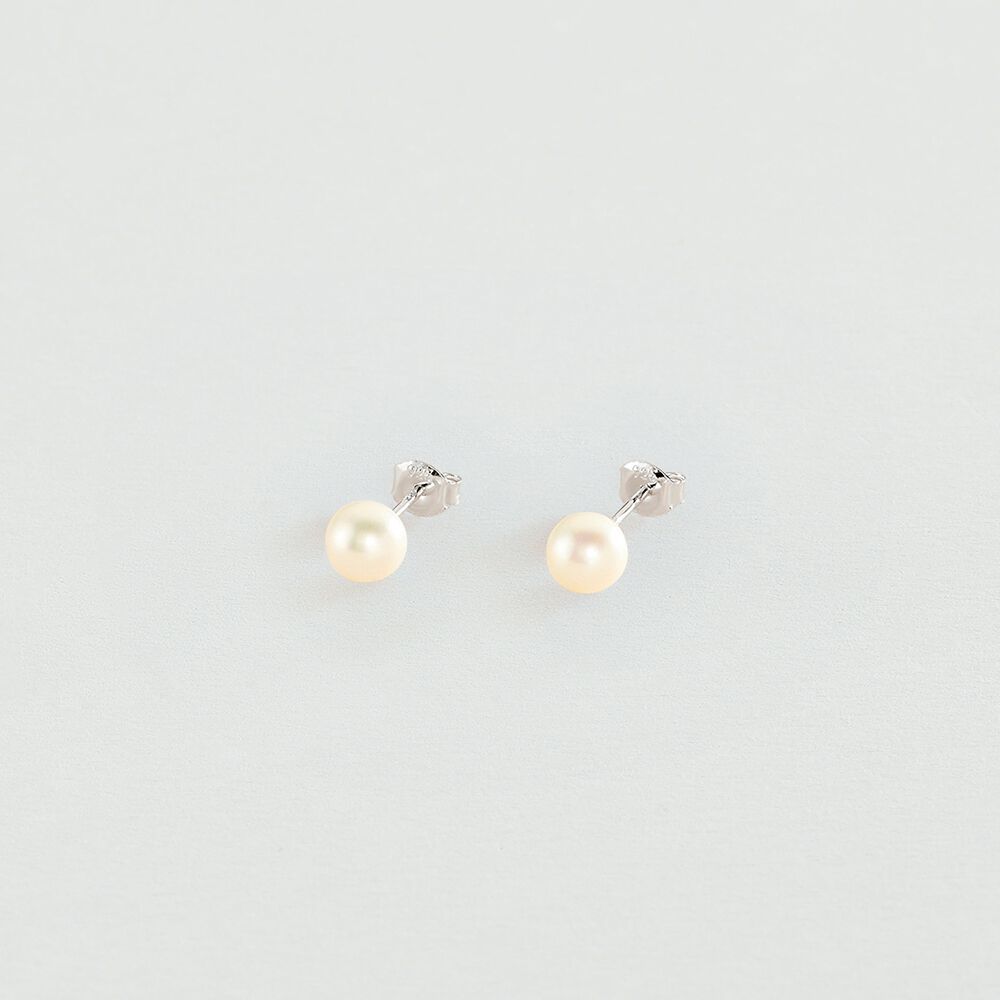Pendientes cortos PERL - Perla / Plata - Pendientes cortos  | Agatha