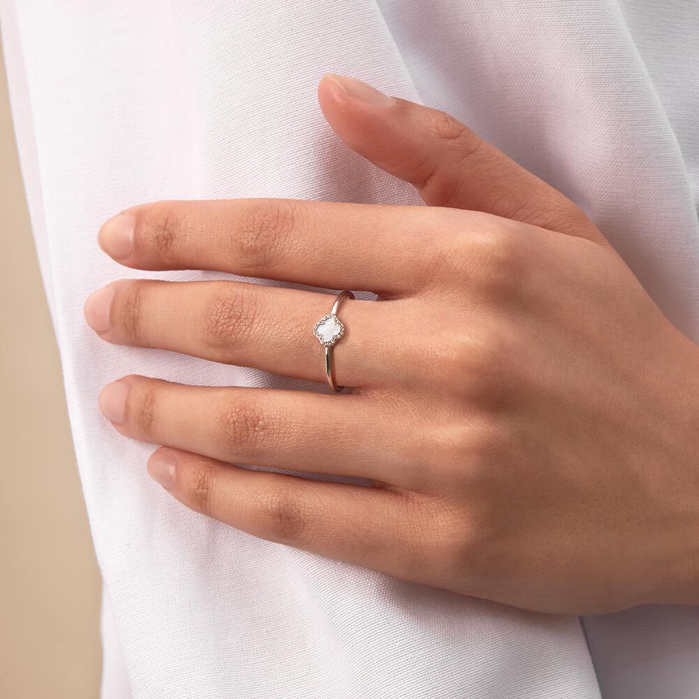 Anillo fino FLORINE - Perla / Plata - Anillos  | Agatha