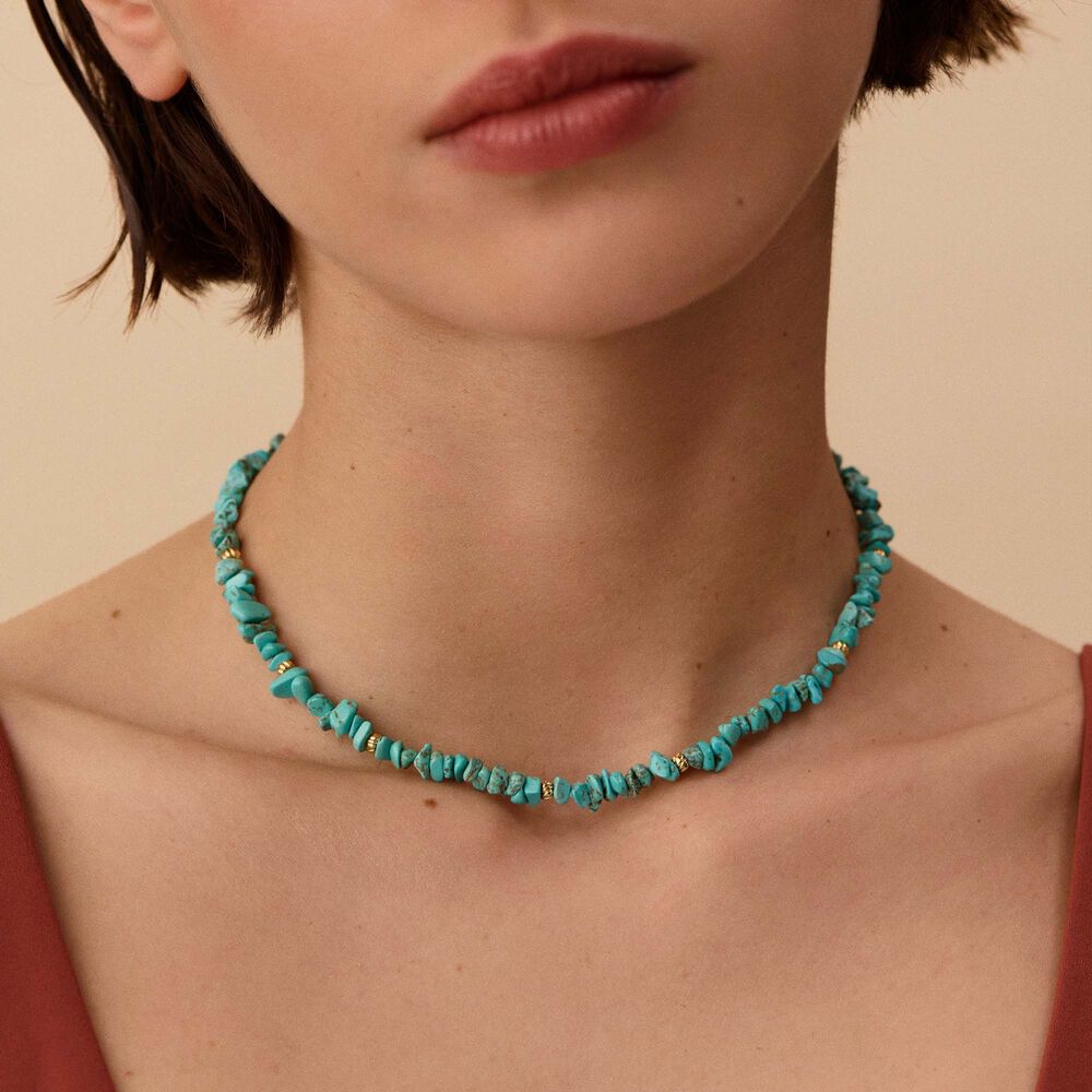 Collar corto ILIOS - Turquesa / Oro - Collar corto  | Agatha