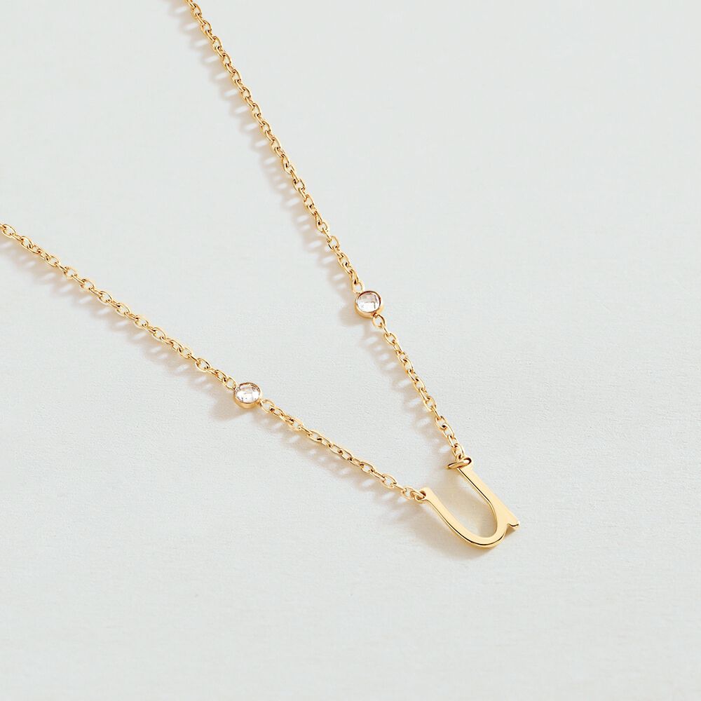 Collar corto LETTRE U - Cristal / Dorado - Collar corto  | Agatha