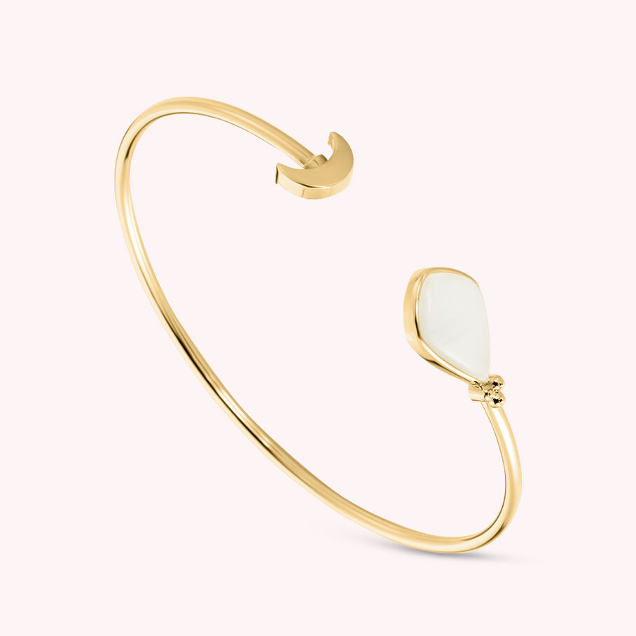 Pulsera rígida ECLIPSE - Blanco / Oro - Pulseras  | Agatha