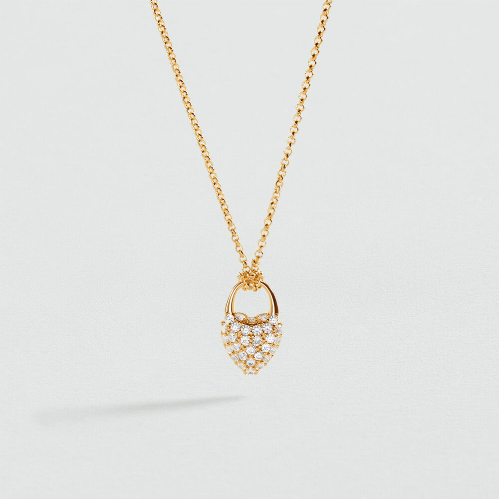 Collar midi VICTOIRE CORAZ&Oacute;N PAV&Eacute; - Cristal / Dorado - Collares  | Agatha