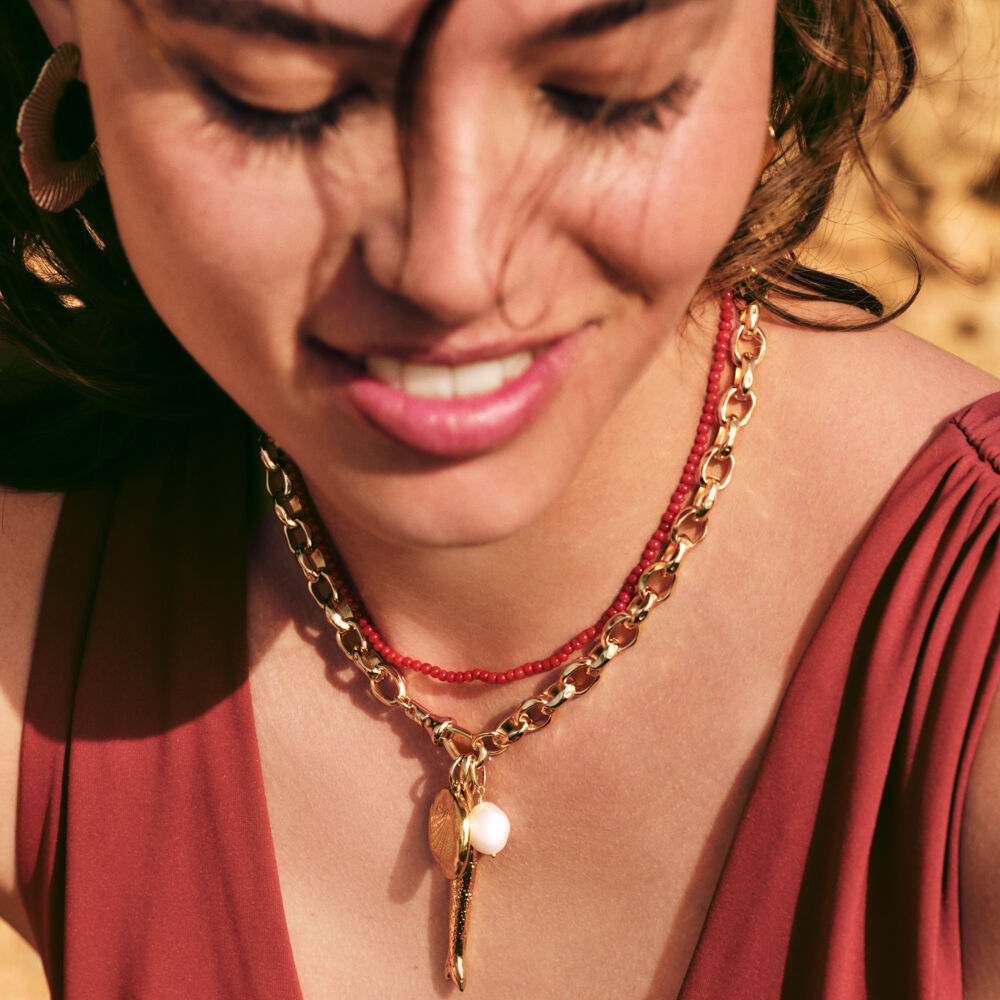 Collar corto PIEDRAS NATURALES - Coral - Collar corto  | Agatha
