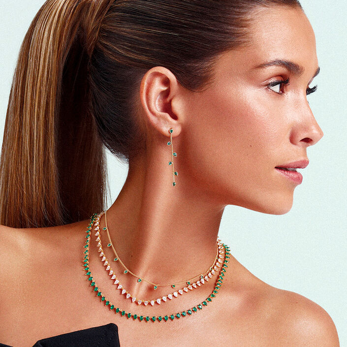 Collar corto OLIMPIA - Verde / Dorado - Collares  | Agatha