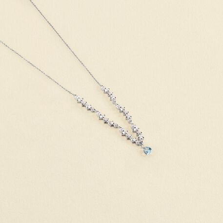 Collar corto JACKIE - Plata / Azul aguamarina - Collares  | Agatha