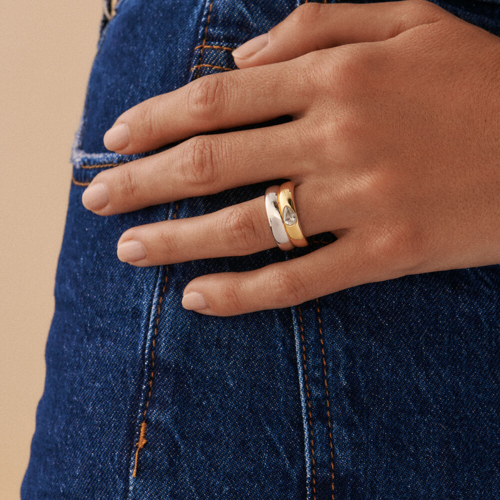 Anillo ancho DUA - Plateado / Dorado - Anillos de fantas&iacute;a  | Agatha