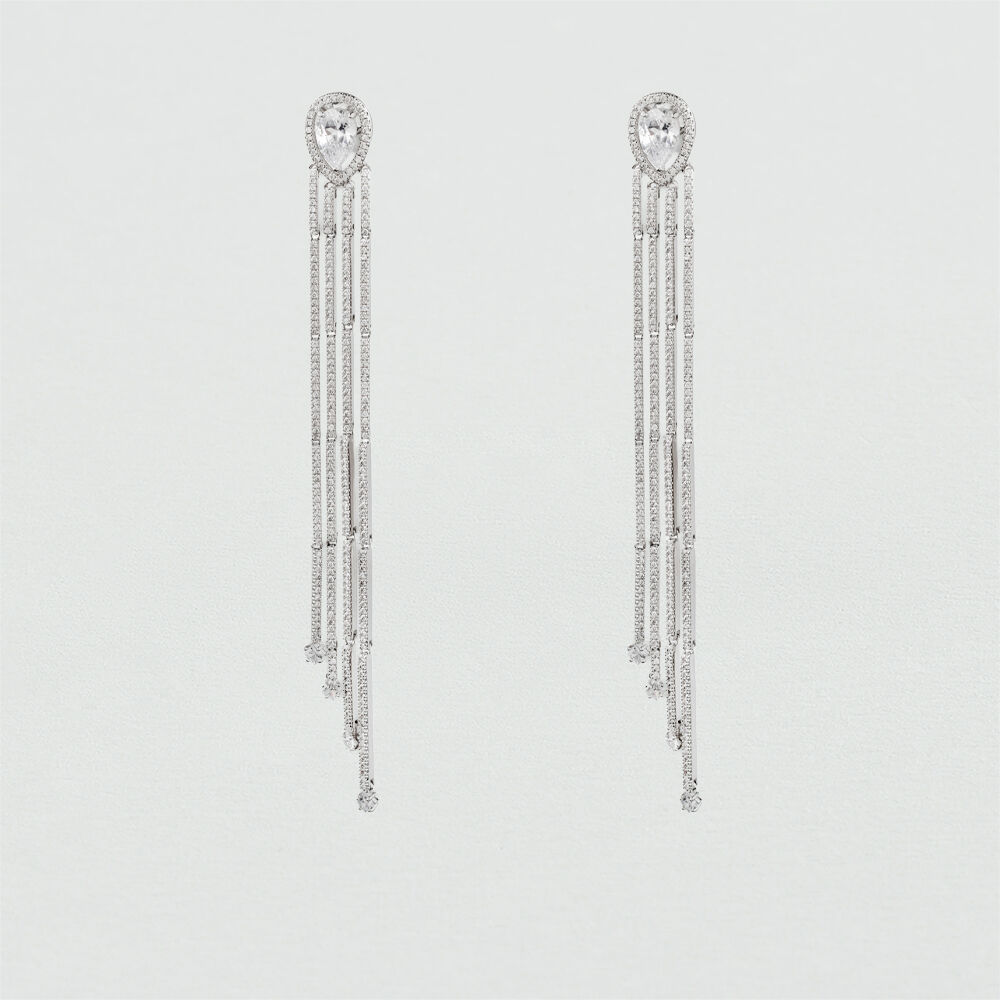 Pendientes largos DAYIMAAN - Cristal / Plateado - Pendientes  | Agatha