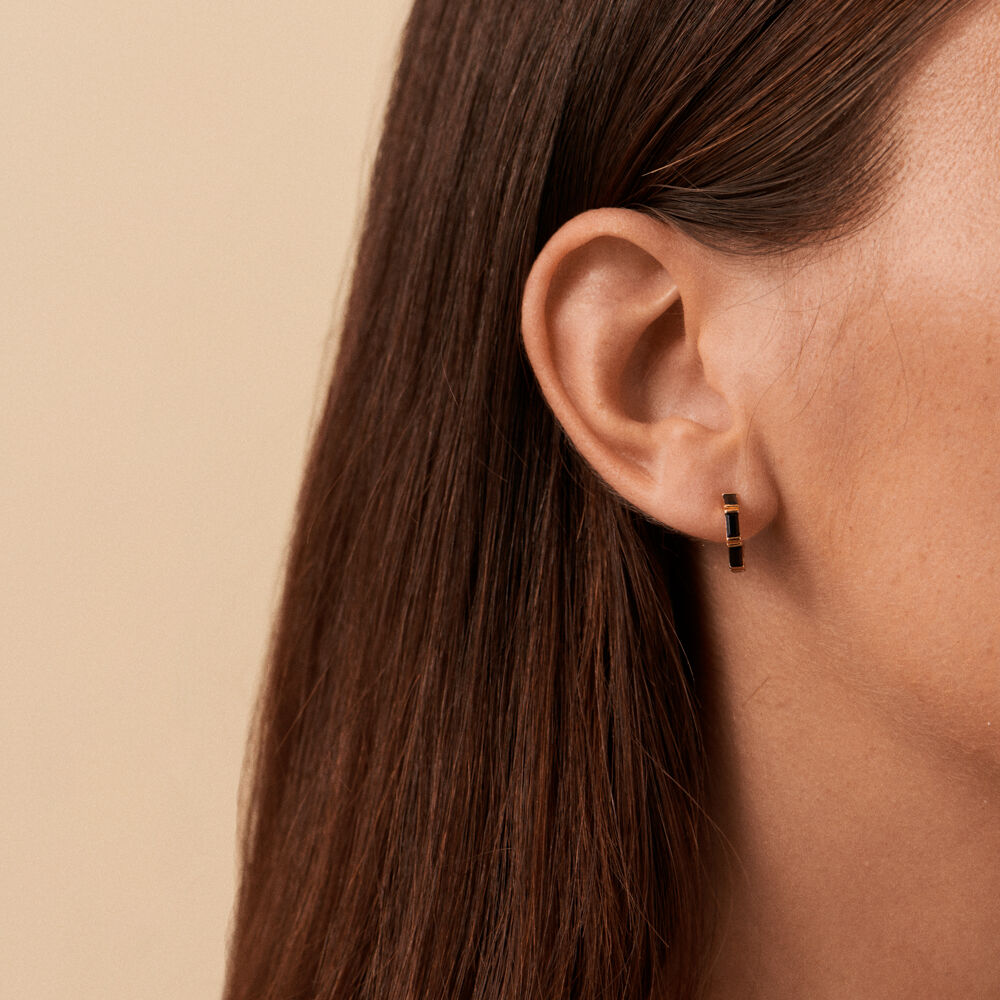 Criollas LUCILLE - Negro / Oro - Minipendientes  | Agatha