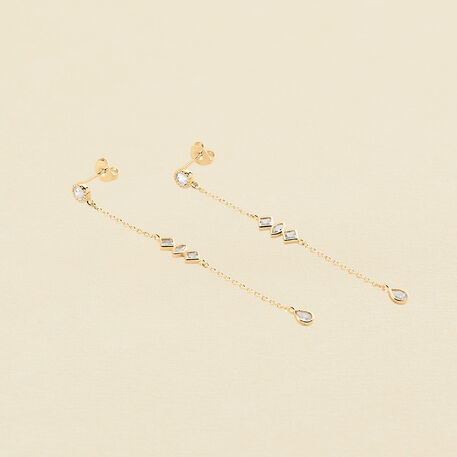 Pendientes largos VERTICE - Cristal / Dorado - Pendientes  | Agatha