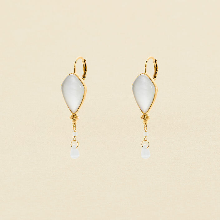 Pendientes largos CREPUSCULE - Blanco / Oro - Pendientes  | Agatha