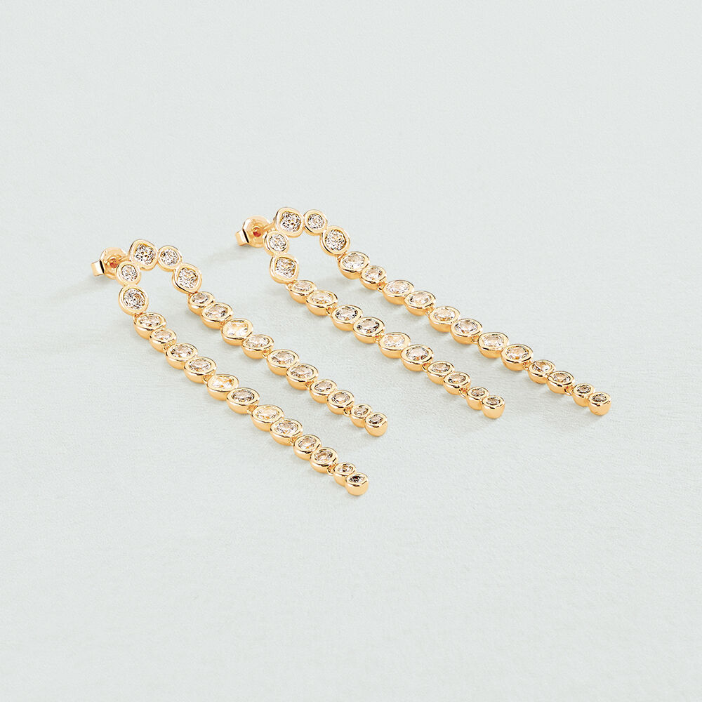 Pendientes largos ADAMAS - Cristal / Dorado - Pendientes de fantasía  | Agatha