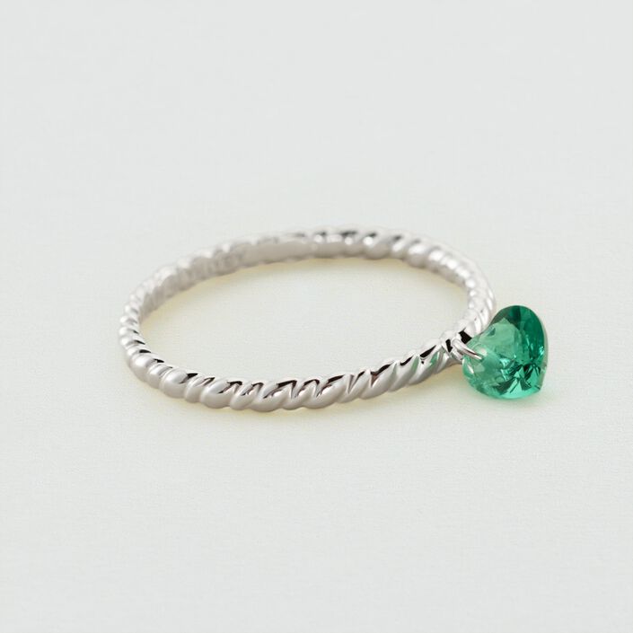 Anillo fino BEGUIN - Verde / Plata - Anillos  | Agatha