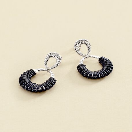 Pendientes largos TWIGGY - Plateado / azul oscuro - Pendientes  | Agatha