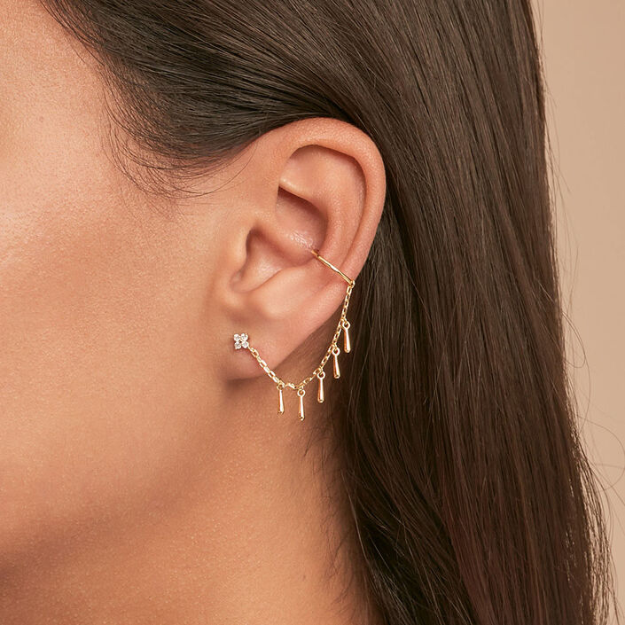 Ear cuff MIX & MATCH - Cristal / Oro - Piercings  | Agatha