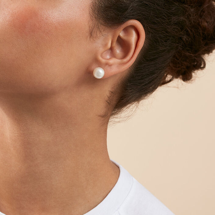 Pendientes cortos PERL - Perla / Plata - Pendientes  | Agatha
