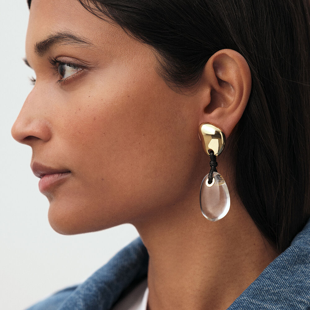 Pendientes largos ODYSSEE - Transparente / dorado  - Pendientes largos  | Agatha