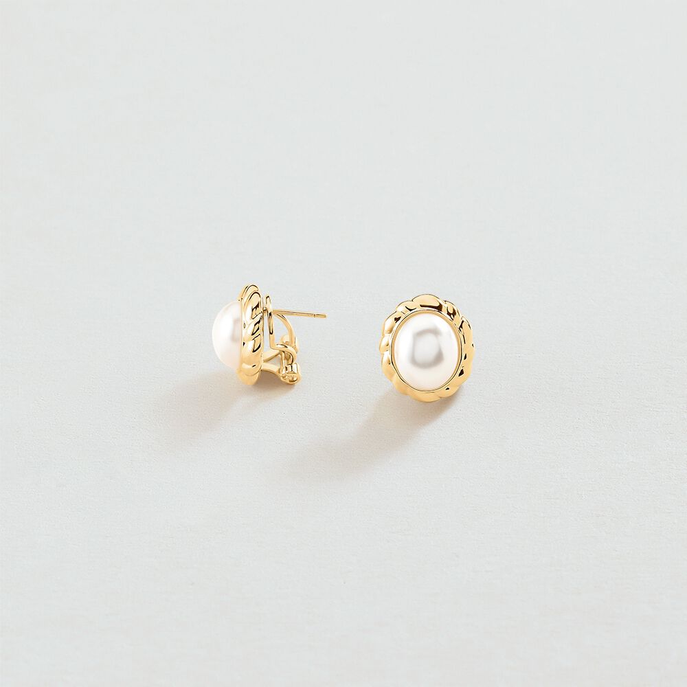Pendientes largos N-13 - Perla / Oro - Pendientes de fantasía  | Agatha