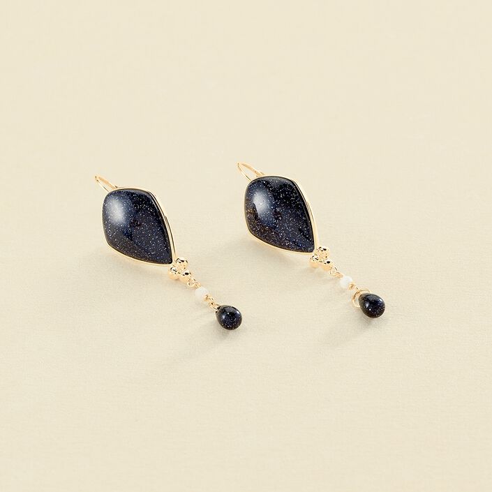 Pendientes largos CREPUSCULE - Azul / Oro - Pendientes  | Agatha