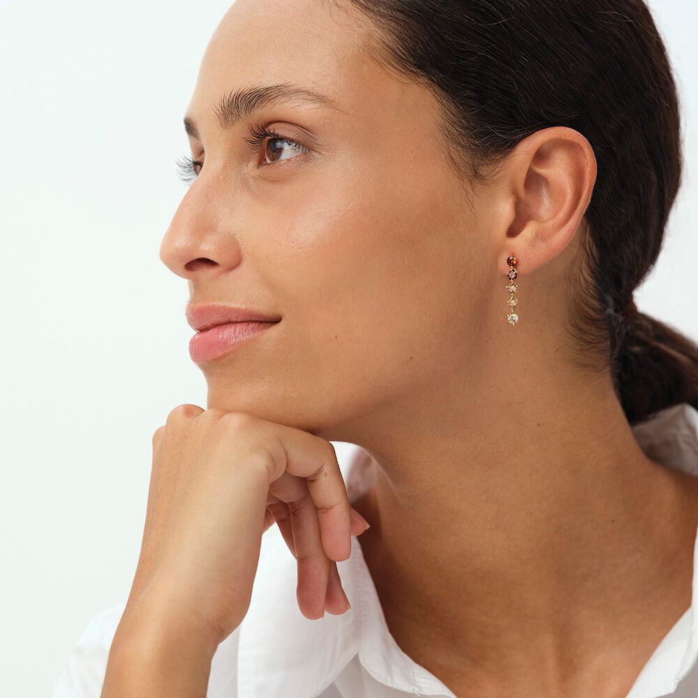 Pendientes largos LUTETIA - Marr&oacute;n / Dorado - Pendientes largos  | Agatha