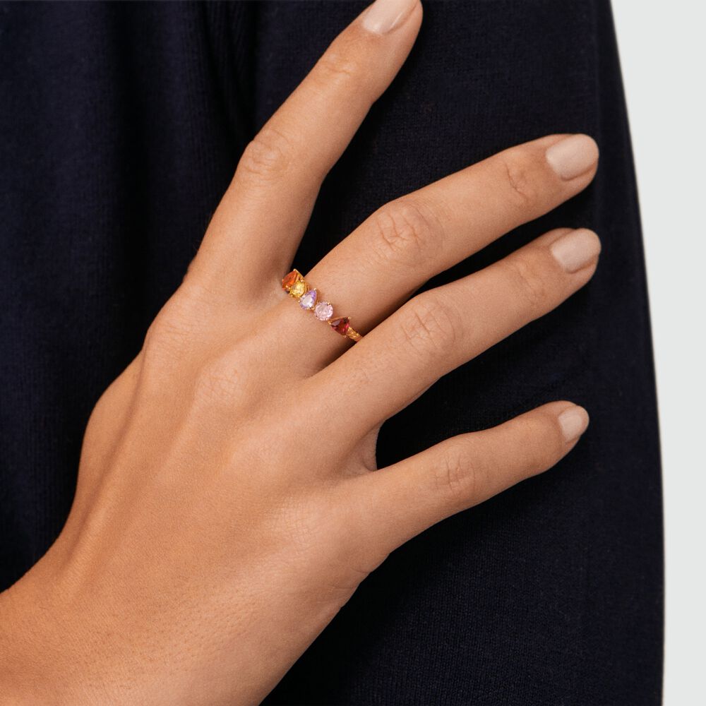 Anillo fino NOUVELLE VAGUE - Multicolor / Oro - Anillos  | Agatha