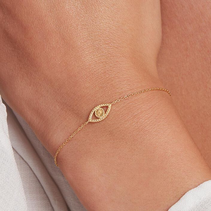 Pulsera de cadena LUCKY EYE - Verde / Dorado - Pulseras  | Agatha