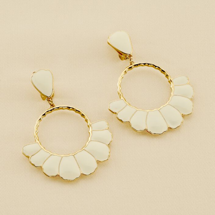 Pendientes largos FLORA - Dorado / Blanco - Pendientes  | Agatha